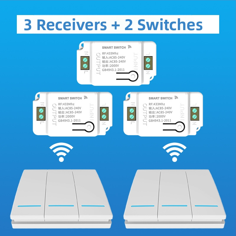 Belainis nuotolinio valdymo išjungiklio modulis, 220V, be laidų, lipdomas montavimas; ABS korpusas; 85-240V 3C diapazonas; Wen Guanghui