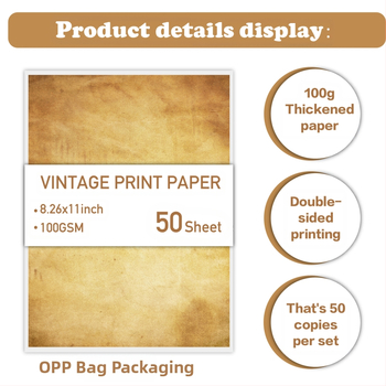 A4 dvipusis laiškų popierius DIY dienoraščiui su retro stiliumi