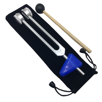 Alumíniumötvözet tuning fork készlet: 128 Hz, 256 Hz és 512 Hz, háromszög állvánnyal vagy alapzattal, Baiyao