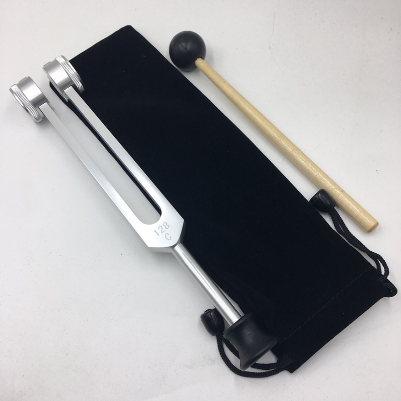 Alumíniumötvözet tuning fork készlet: 128 Hz, 256 Hz és 512 Hz, háromszög állvánnyal vagy alapzattal, Baiyao