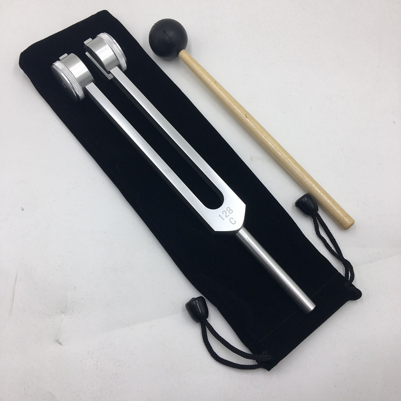 Alumíniumötvözet tuning fork készlet: 128 Hz, 256 Hz és 512 Hz, háromszög állvánnyal vagy alapzattal, Baiyao
