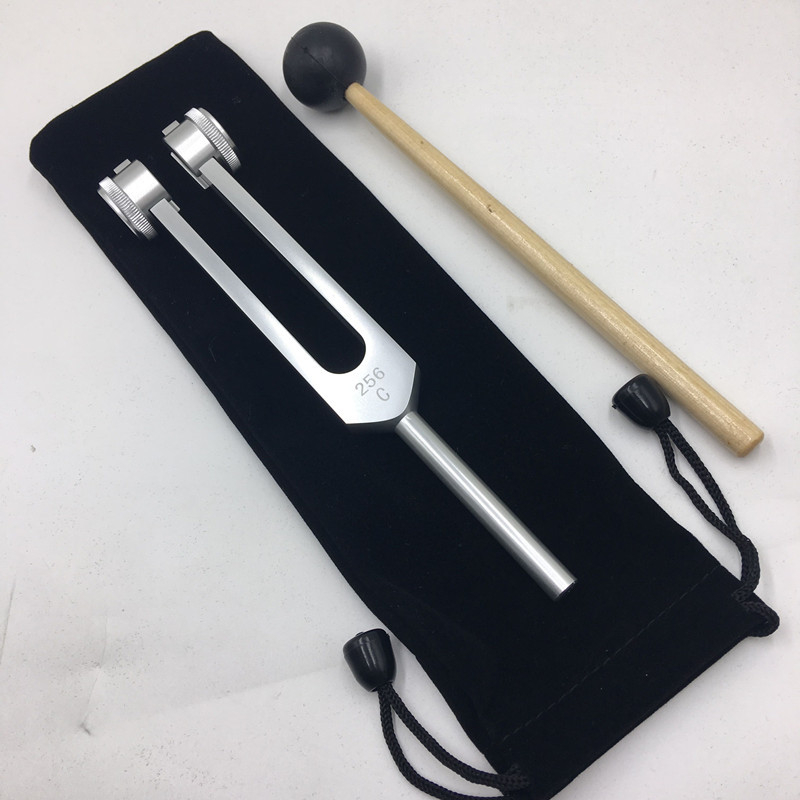Alumíniumötvözet tuning fork készlet: 128 Hz, 256 Hz és 512 Hz, háromszög állvánnyal vagy alapzattal, Baiyao