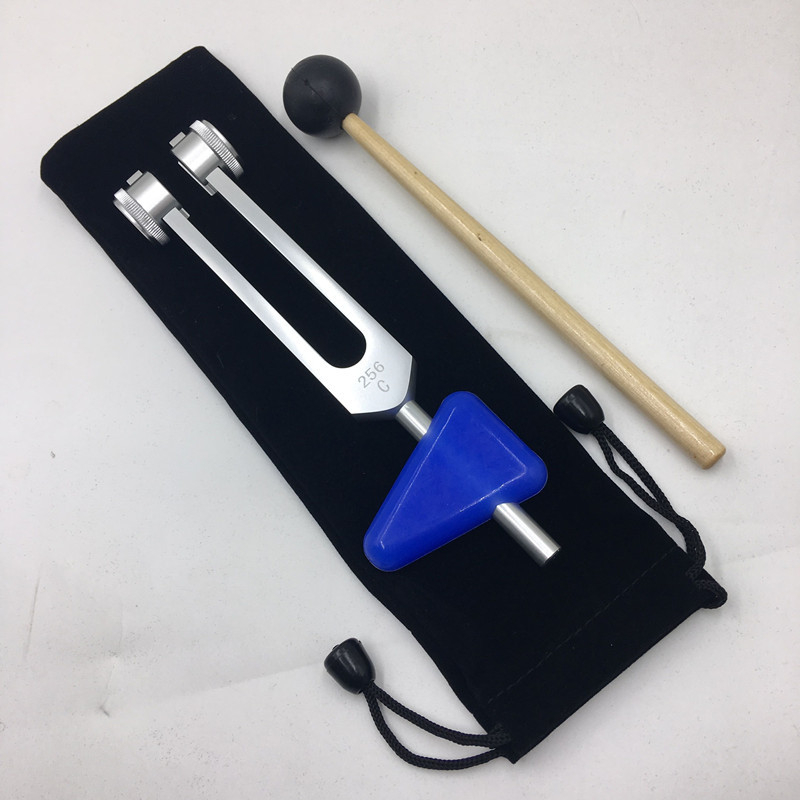 Alumíniumötvözet tuning fork készlet: 128 Hz, 256 Hz és 512 Hz, háromszög állvánnyal vagy alapzattal, Baiyao