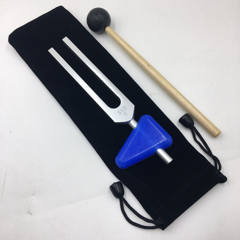Alumíniumötvözet tuning fork készlet: 128 Hz, 256 Hz és 512 Hz, háromszög állvánnyal vagy alapzattal, Baiyao