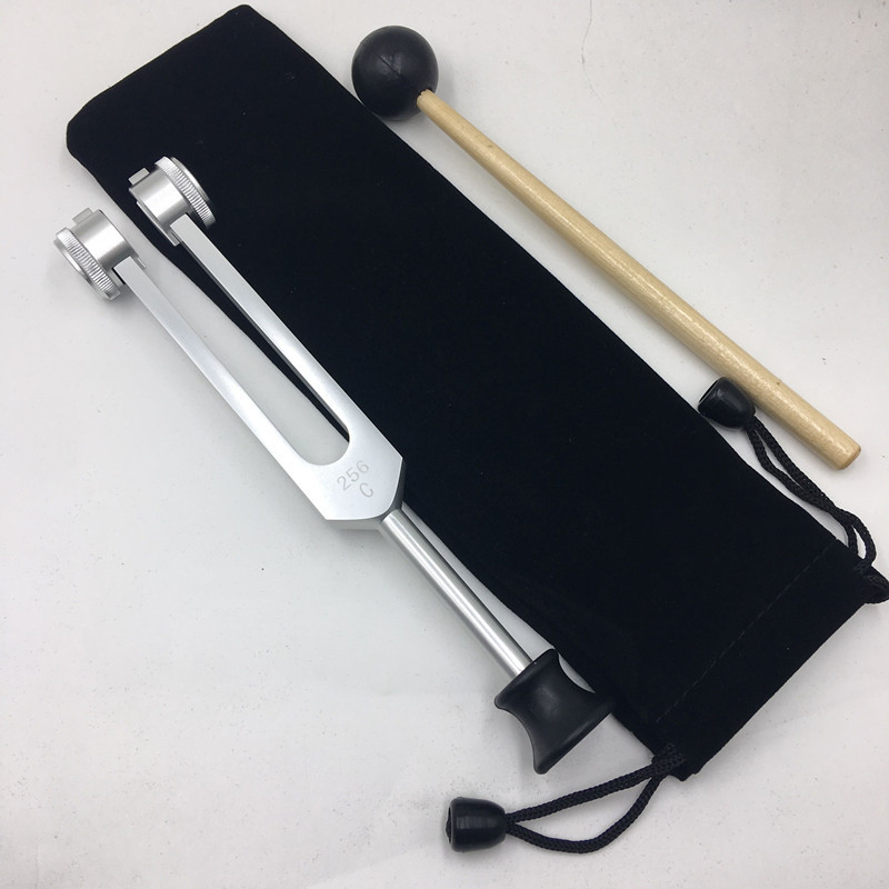 Alumíniumötvözet tuning fork készlet: 128 Hz, 256 Hz és 512 Hz, háromszög állvánnyal vagy alapzattal, Baiyao