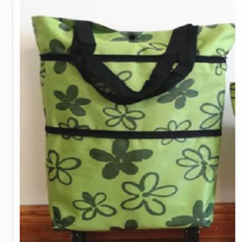 Sulankstoma nešiojama pirkinių tašė su ratukais, Oxford audinys, atspari vandeniui, maksimali apkrova 15 kg