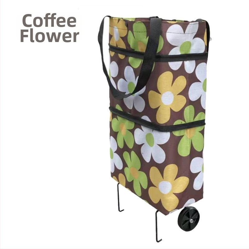 Sulankstoma nešiojama pirkinių tašė su ratukais, Oxford audinys, atspari vandeniui, maksimali apkrova 15 kg