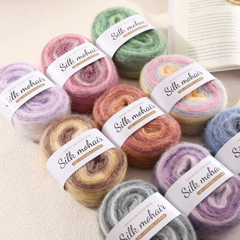 Νήμα Mohair gradient σε μπάλα, 50 g, κατάλληλο για χειροποίητο πλέξιμο πουλόβερ και φουλάρι