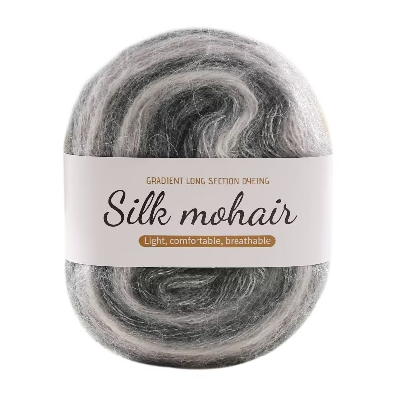 Mohair vilnos kamuolys 50 g su gradientiniu efektu, tinkamas rankdarbiams megztiniams ir šalims