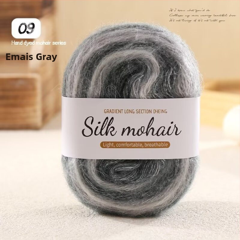 Mohair vilnos kamuolys 50 g su gradientiniu efektu, tinkamas rankdarbiams megztiniams ir šalims