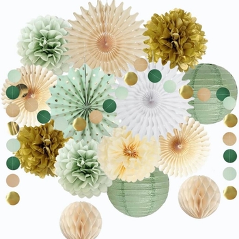 Papírfánérvkészlet papírsziromokkal virágokkal születésnapi dekorációhoz (Anyag: Papír; Kategória: Függő díszek; Termék kategória: helyszín rendezési kellékek; Stílus: 26768176753)