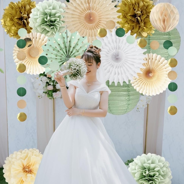 Papírfánérvkészlet papírsziromokkal virágokkal születésnapi dekorációhoz (Anyag: Papír; Kategória: Függő díszek; Termék kategória: helyszín rendezési kellékek; Stílus: 26768176753)