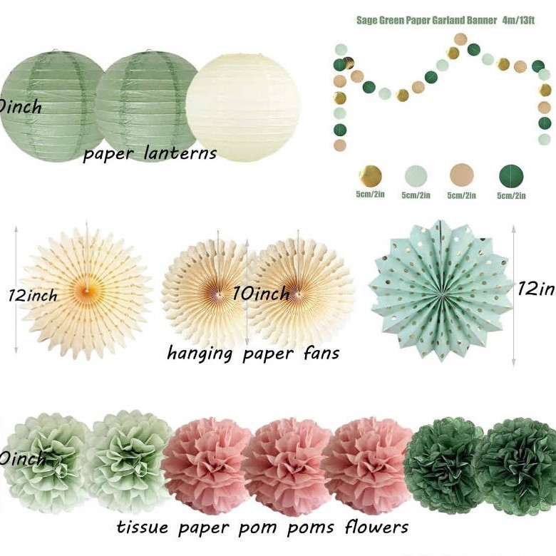 Papírfánérvkészlet papírsziromokkal virágokkal születésnapi dekorációhoz (Anyag: Papír; Kategória: Függő díszek; Termék kategória: helyszín rendezési kellékek; Stílus: 26768176753)