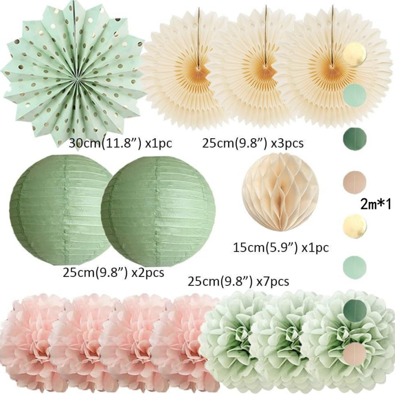 Papírfánérvkészlet papírsziromokkal virágokkal születésnapi dekorációhoz (Anyag: Papír; Kategória: Függő díszek; Termék kategória: helyszín rendezési kellékek; Stílus: 26768176753)