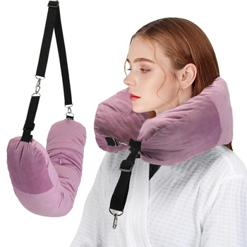 U formos kelioninis pagalvėlis su pūkeliu audiniu ir minkštu užpildu — suaugusiems, daugiafunkcinis