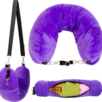U formos kelioninis pagalvėlis su pūkeliu audiniu ir minkštu užpildu — suaugusiems, daugiafunkcinis