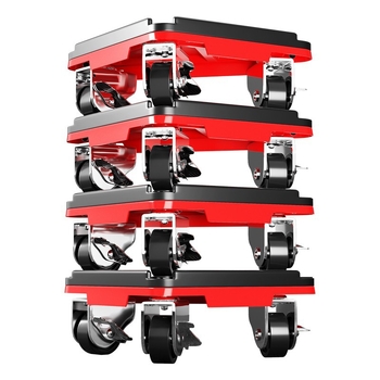 Költöztető eszköz háztartási gépek és bútorok számára — szénacél; egyszerű és modern design; alkalmas mosógépek, hűtőszekrények, kávéasztalok és ágyak mozgatására; ideális konyha, hálószoba és nappali használatra.