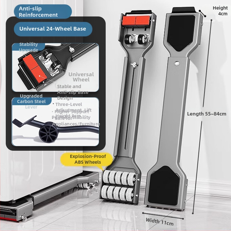Skalbimo mašinos pagrindas su šoko atsparumu, aukščio reguliavimu ir judančiais universaliais ratais