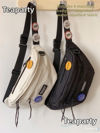 Унисекс чанта за гърдите в Harajuku стил, полиестер, текстови принт, за свободно време