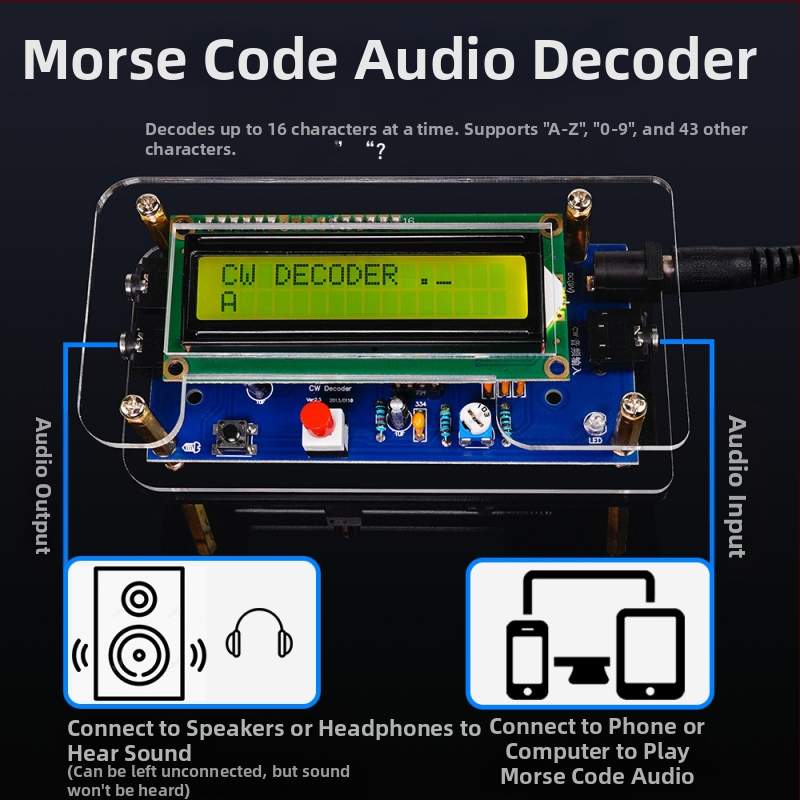 Core Storm CW Morse kodo dekoderis — dalių rinkinys praktikai litavime PCB plokštėse