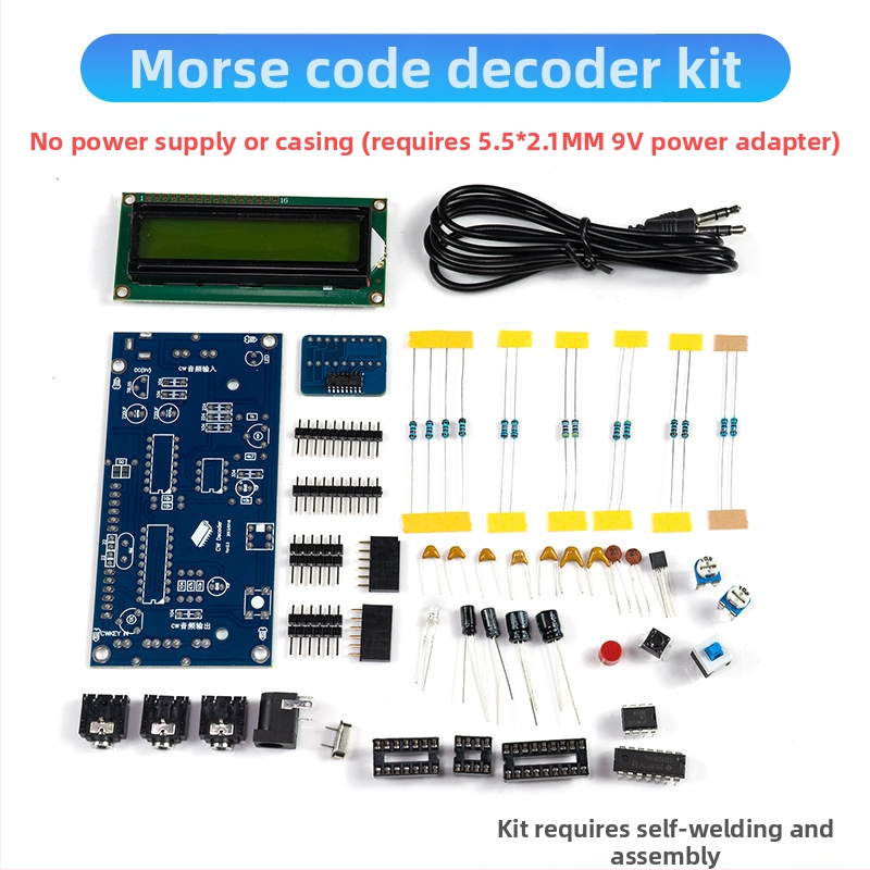 Core Storm CW Morse koda dekodētājs — detaļu komplekts lodēšanas praksei uz PCB plateēm
