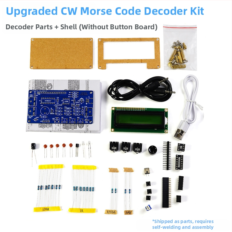 Core Storm CW Morse koda dekodētājs — detaļu komplekts lodēšanas praksei uz PCB plateēm
