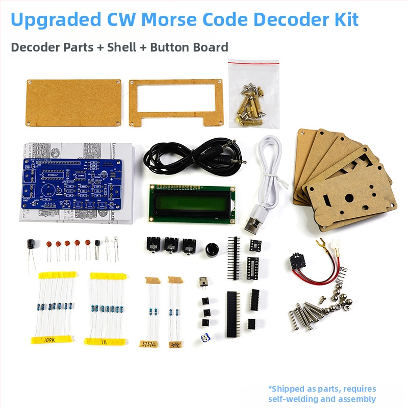 Core Storm CW Morse koda dekodētājs — detaļu komplekts lodēšanas praksei uz PCB plateēm