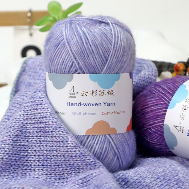 Ръчно плетена прежда за шал и пуловер, смесена вълно-памучна, вълнен процес на прядене, групова нишка, марка Comfortable