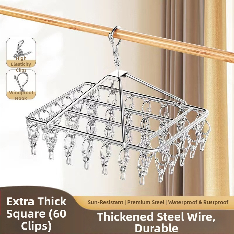 Nerūdijančio plieno kojinių džiovyklė, fiksuota, apvalios formos su klipų tipo laikikliais, modelis: Nerūdijančio plieno kojinių džiovyklė