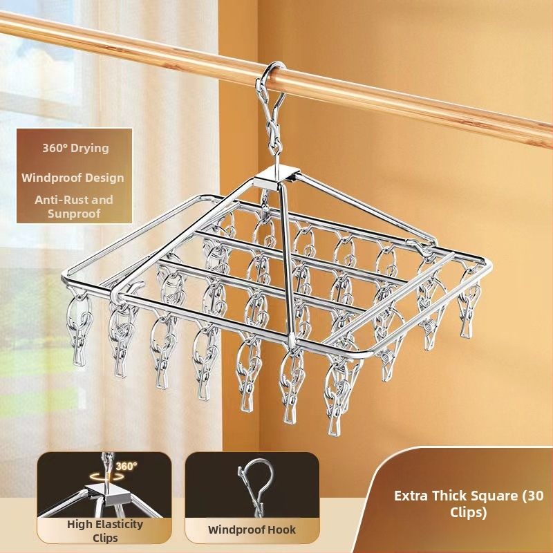 Nerūdijančio plieno kojinių džiovyklė, fiksuota, apvalios formos su klipų tipo laikikliais, modelis: Nerūdijančio plieno kojinių džiovyklė