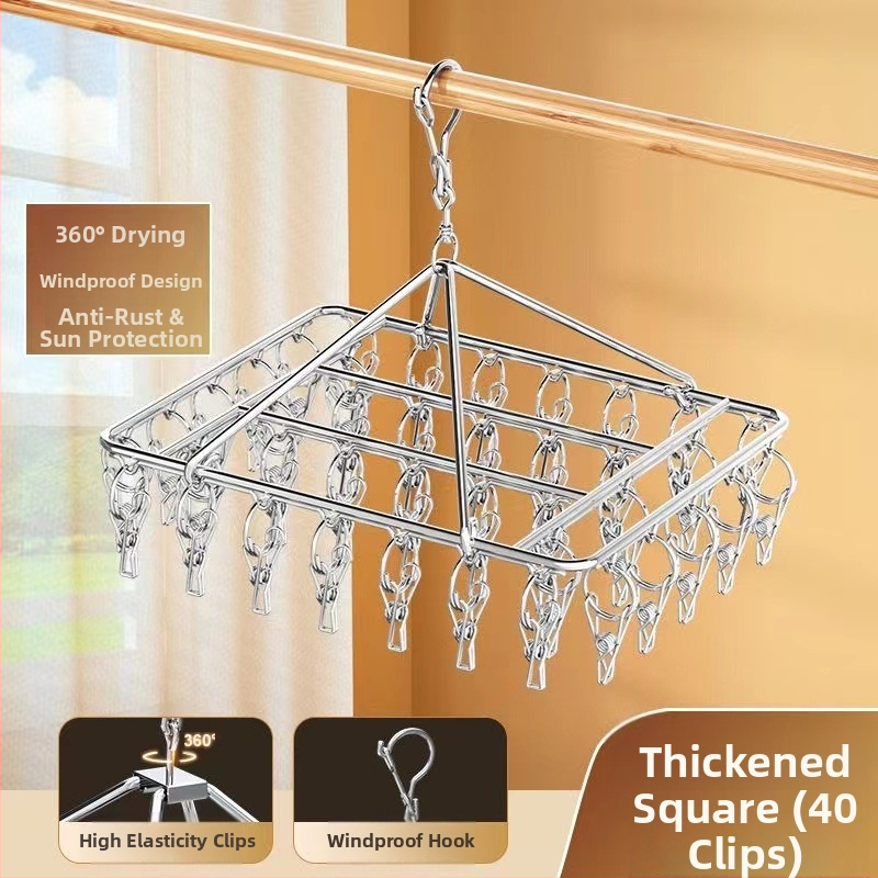 Nerūdijančio plieno kojinių džiovyklė, fiksuota, apvalios formos su klipų tipo laikikliais, modelis: Nerūdijančio plieno kojinių džiovyklė