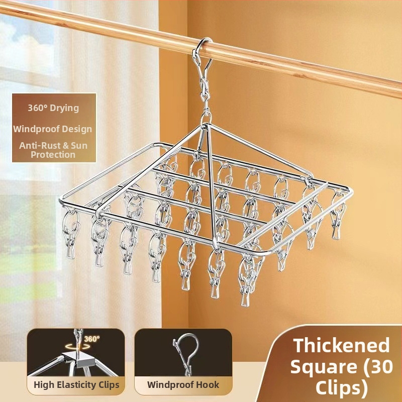 Nerūdijančio plieno kojinių džiovyklė, fiksuota, apvalios formos su klipų tipo laikikliais, modelis: Nerūdijančio plieno kojinių džiovyklė