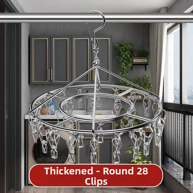 Nerūdijančio plieno kojinių džiovyklė, fiksuota, apvalios formos su klipų tipo laikikliais, modelis: Nerūdijančio plieno kojinių džiovyklė