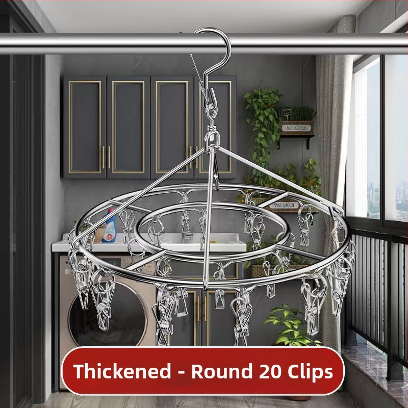 Nerūdijančio plieno kojinių džiovyklė, fiksuota, apvalios formos su klipų tipo laikikliais, modelis: Nerūdijančio plieno kojinių džiovyklė