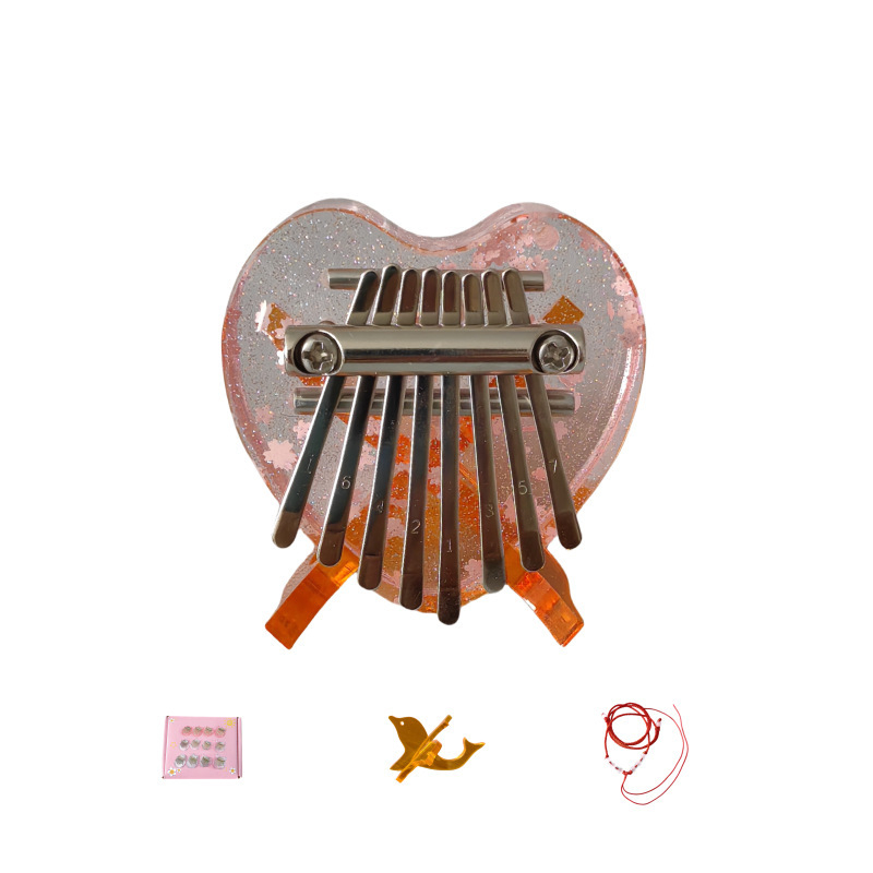 Sarah καλίμπα 8 τόνων – συμπαγές φορητό μουσικό όργανο με χαρτονένιο κουτί, κορδόνι με χάντρες και μεταλλική αλυσίδα