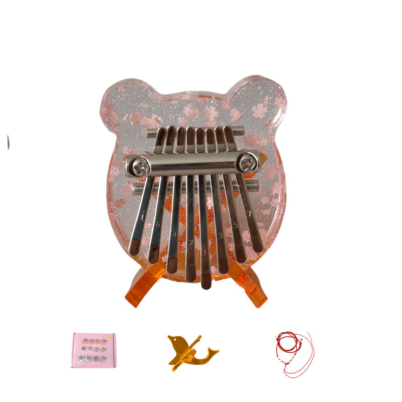 Sarah καλίμπα 8 τόνων – συμπαγές φορητό μουσικό όργανο με χαρτονένιο κουτί, κορδόνι με χάντρες και μεταλλική αλυσίδα