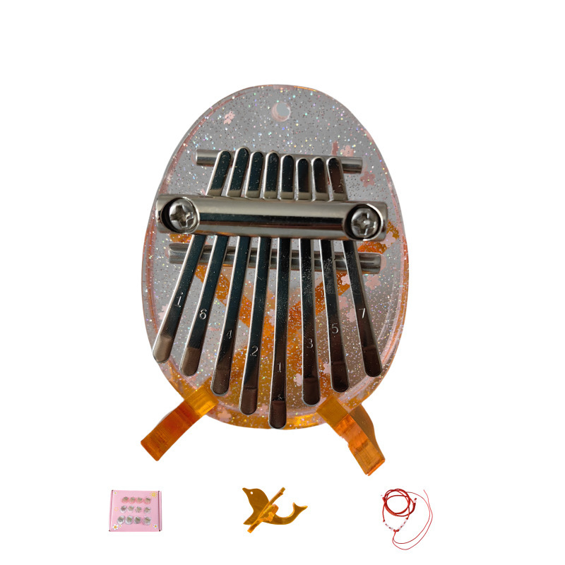 Sarah καλίμπα 8 τόνων – συμπαγές φορητό μουσικό όργανο με χαρτονένιο κουτί, κορδόνι με χάντρες και μεταλλική αλυσίδα