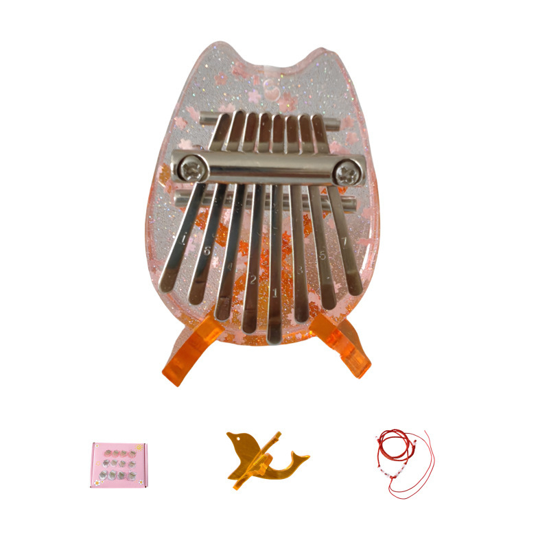 Sarah καλίμπα 8 τόνων – συμπαγές φορητό μουσικό όργανο με χαρτονένιο κουτί, κορδόνι με χάντρες και μεταλλική αλυσίδα