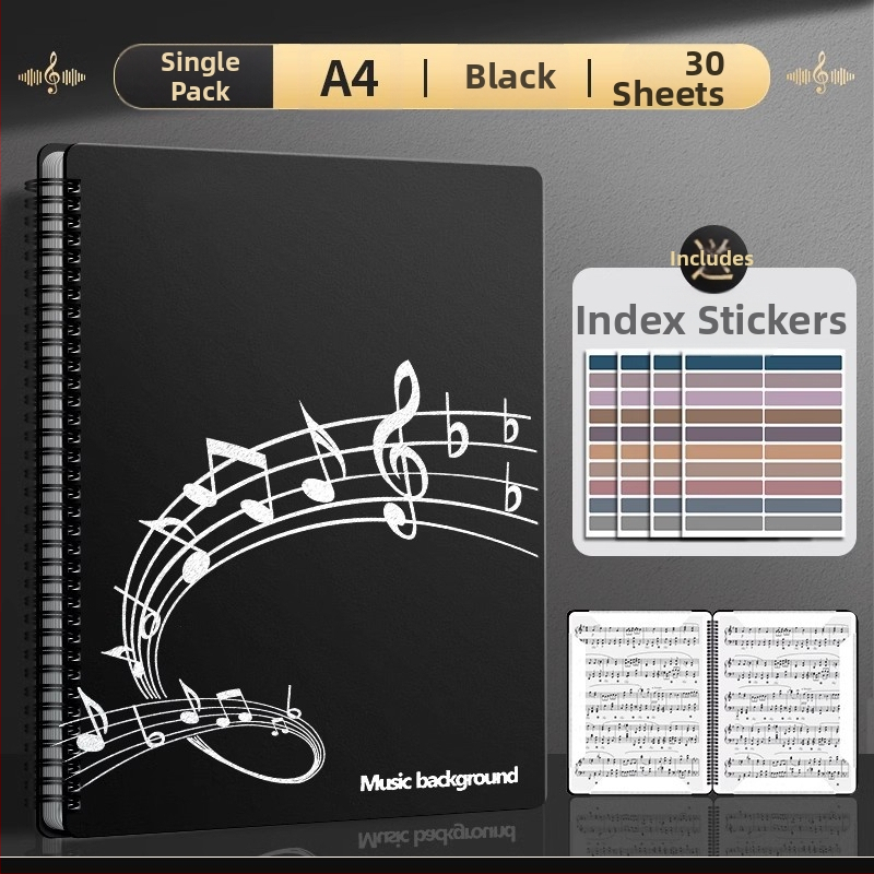 Пластмасова папка за нотни листове с клип, матова повърхност, персонализируема, 20 страници, дебелина 14C