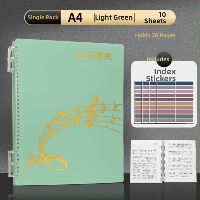 Пластмасова папка за нотни листове с клип, матова повърхност, персонализируема, 20 страници, дебелина 14C