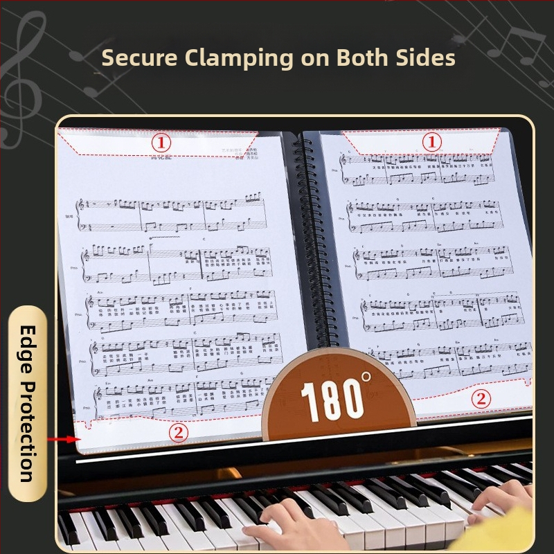 Пластмасова папка за нотни листове с клип, матова повърхност, персонализируема, 20 страници, дебелина 14C