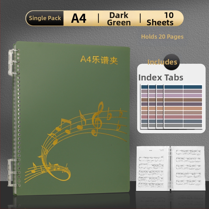 Пластмасова папка за нотни листове с клип, матова повърхност, персонализируема, 20 страници, дебелина 14C