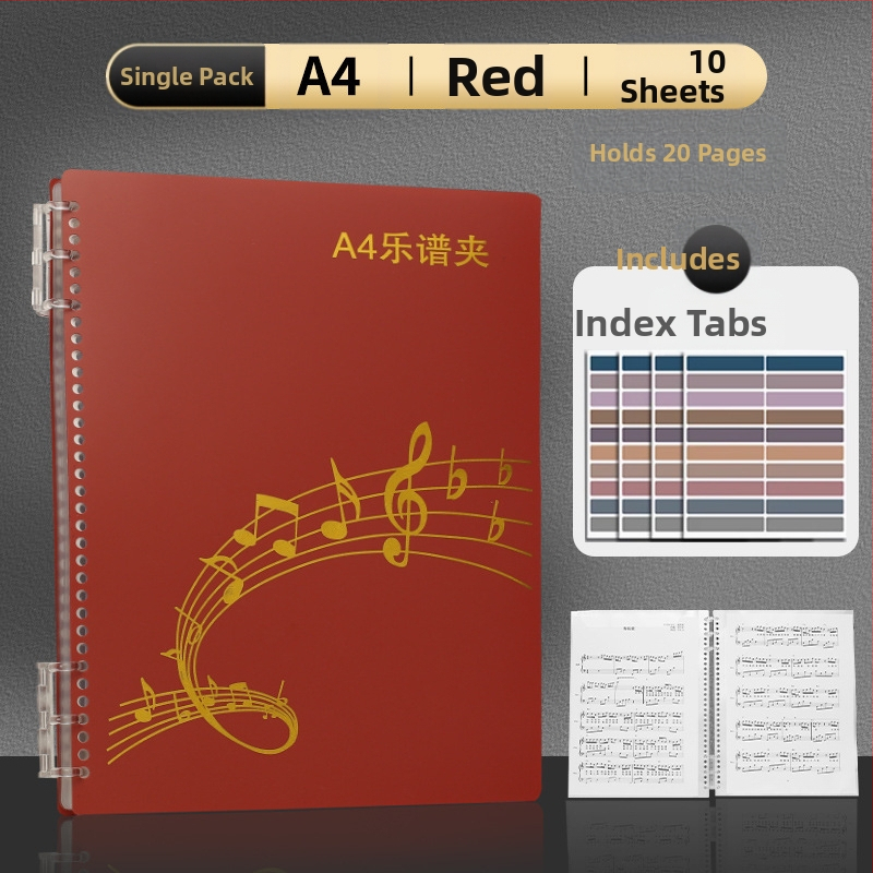 Пластмасова папка за нотни листове с клип, матова повърхност, персонализируема, 20 страници, дебелина 14C