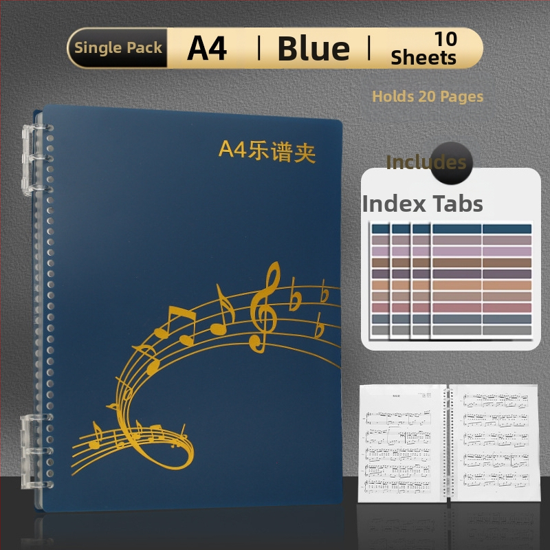 Пластмасова папка за нотни листове с клип, матова повърхност, персонализируема, 20 страници, дебелина 14C