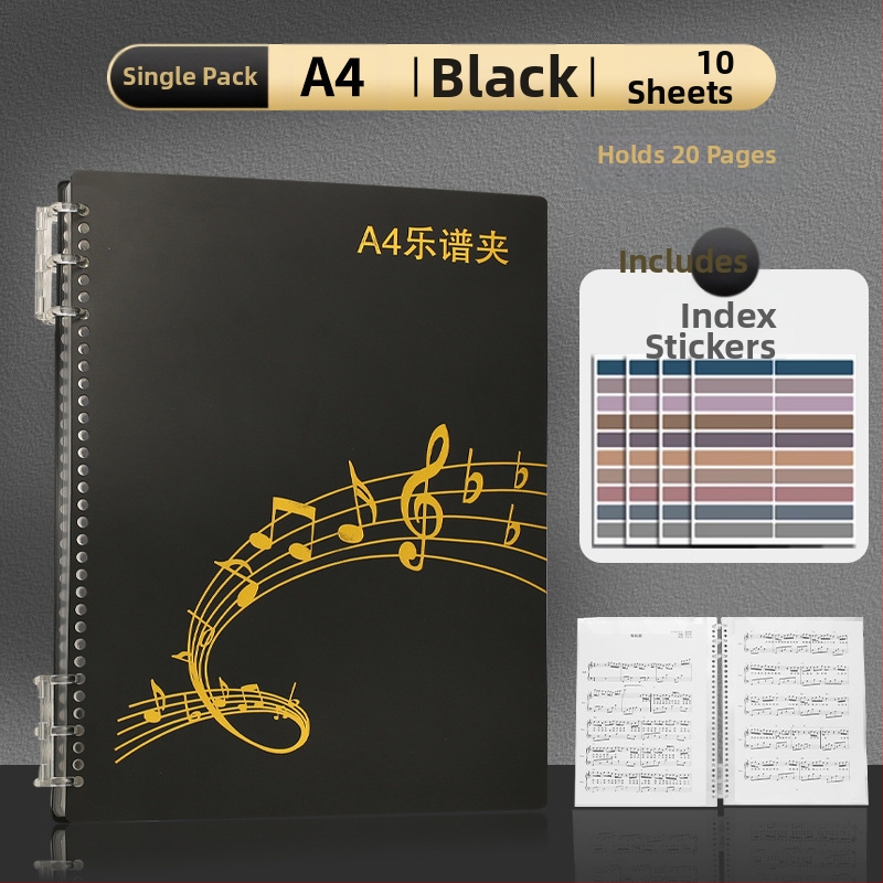 Пластмасова папка за нотни листове с клип, матова повърхност, персонализируема, 20 страници, дебелина 14C