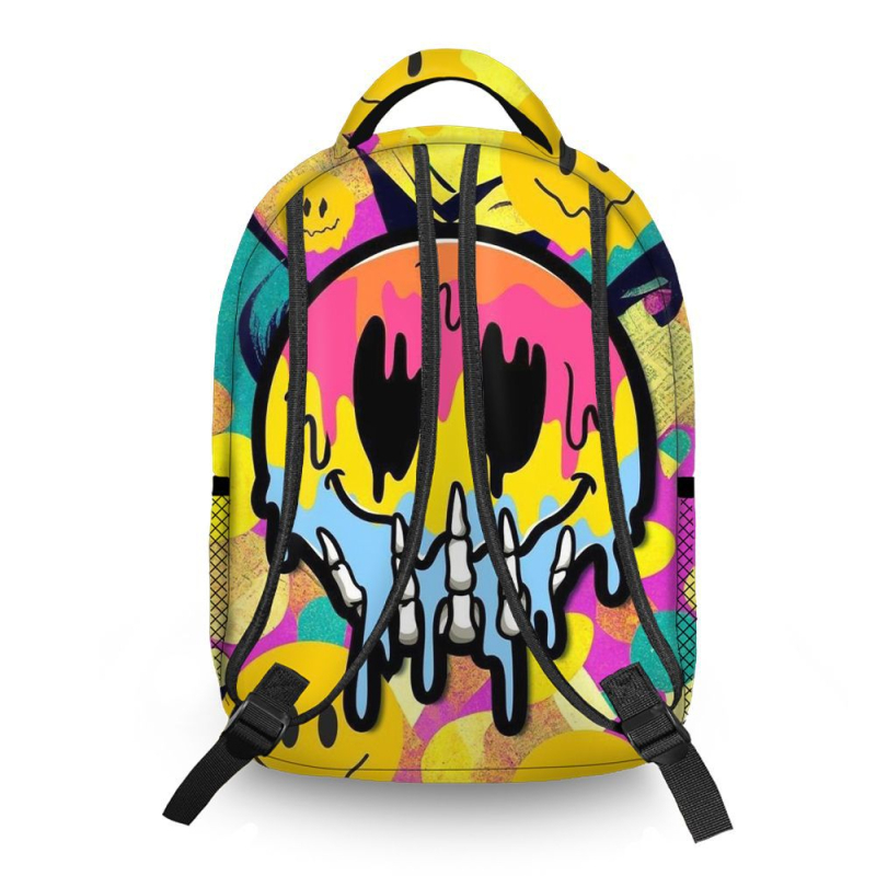 Graffiti mintás hátizsák poliészterből, légpárnás vállpántokkal, terheléscsökkentés és gerincvédelmet, középiskolás diákok számára