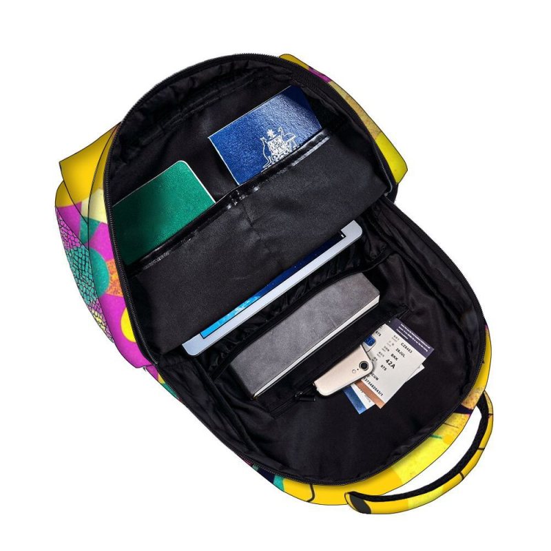 Graffiti mintás hátizsák poliészterből, légpárnás vállpántokkal, terheléscsökkentés és gerincvédelmet, középiskolás diákok számára