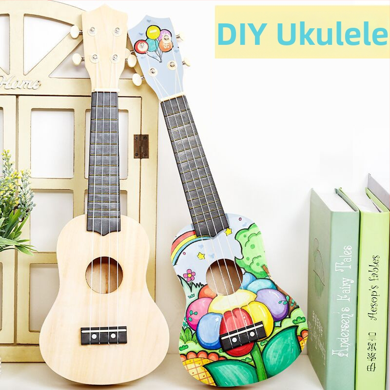 Ξύλινο κιτ DIY για ουκουλέλε για παιδιά — συναρμολογούμενο μουσικό όργανο, μάρκα Xiao Caidi, προάγει την επικοινωνία γονέα-παιδιού