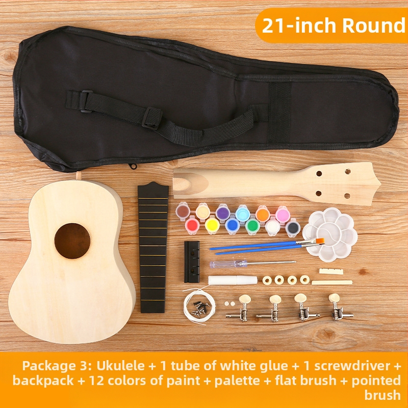 Ξύλινο κιτ DIY για ουκουλέλε για παιδιά — συναρμολογούμενο μουσικό όργανο, μάρκα Xiao Caidi, προάγει την επικοινωνία γονέα-παιδιού