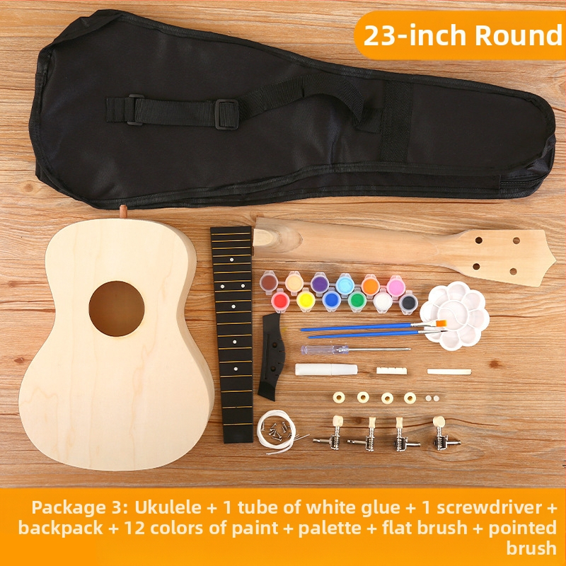 Ξύλινο κιτ DIY για ουκουλέλε για παιδιά — συναρμολογούμενο μουσικό όργανο, μάρκα Xiao Caidi, προάγει την επικοινωνία γονέα-παιδιού